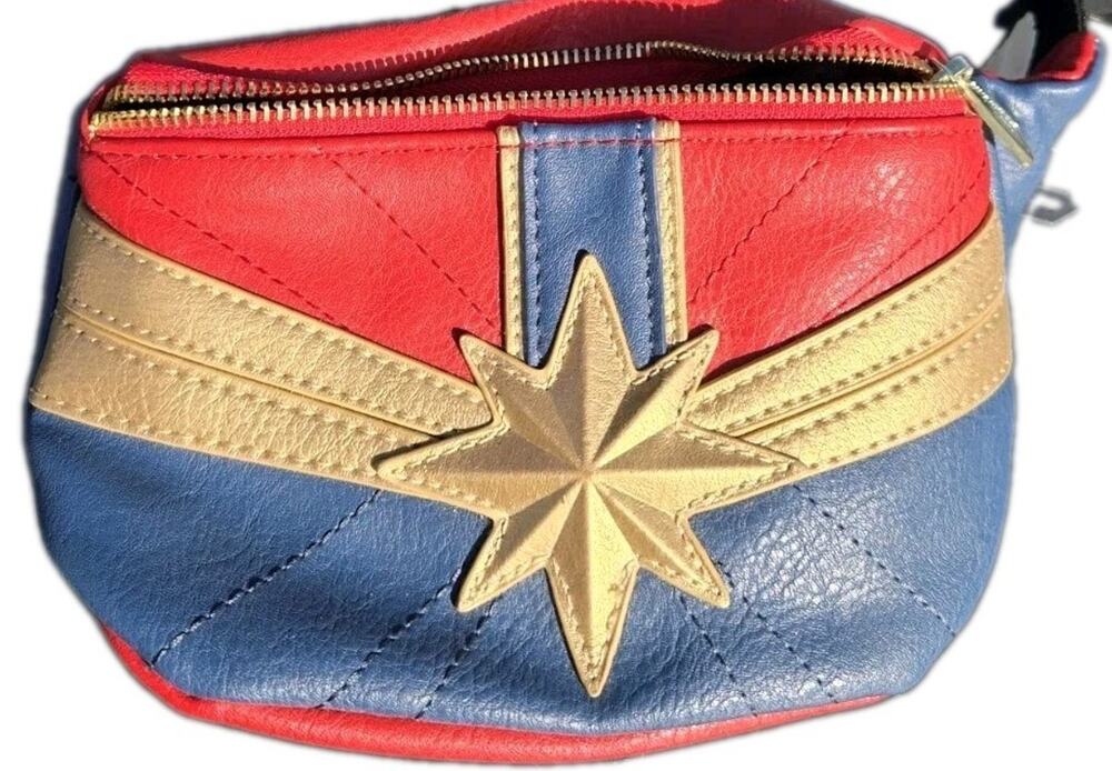 Loungefly Marvel Captain Marvel Fanny Pack Waist Bag Red Blue Gold Star SALE